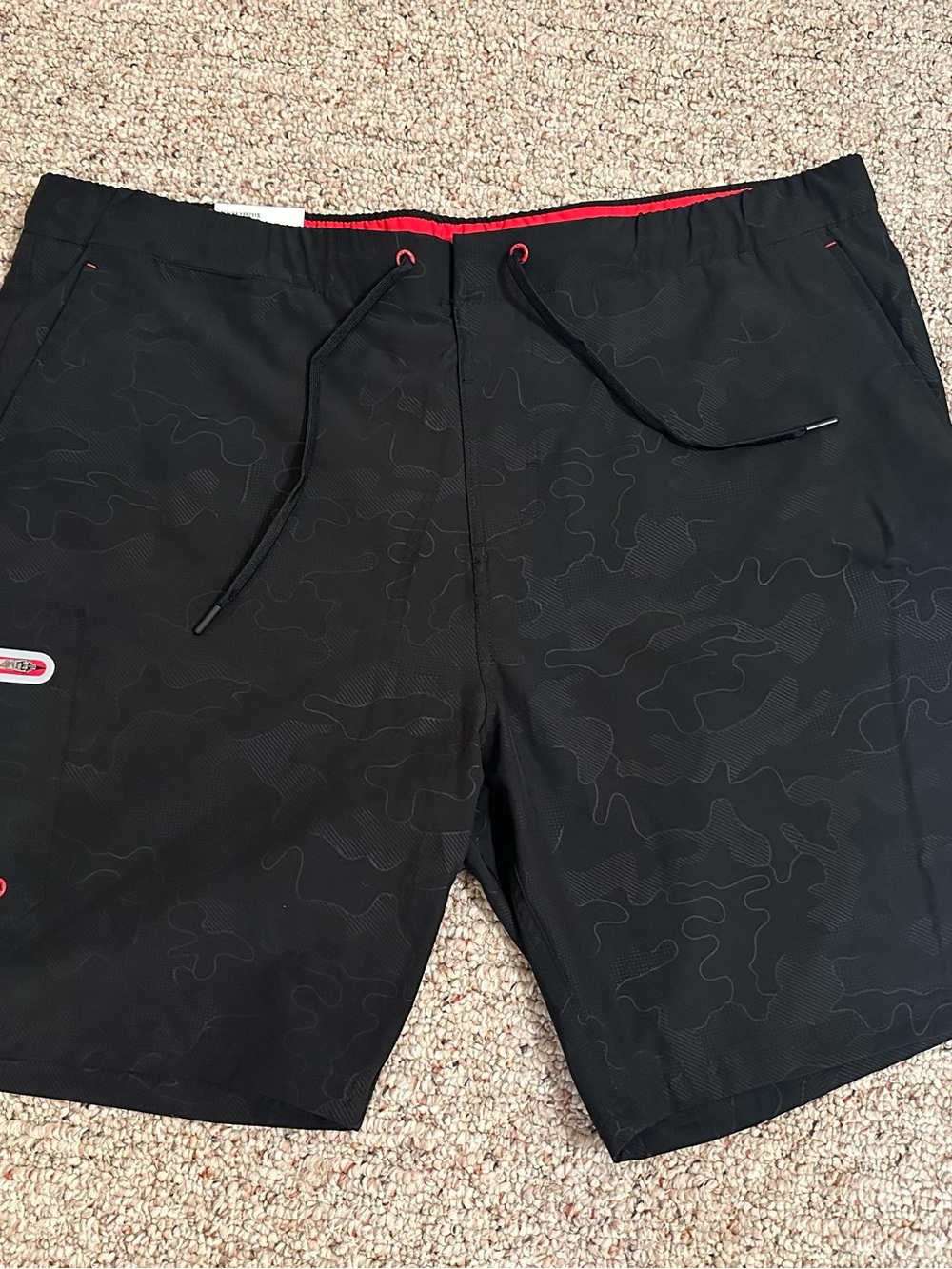 ZeroXposur Black Swim Board Shorts with Red Trim